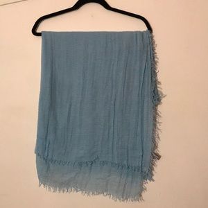 Chic Light Blue Fringed Scarf